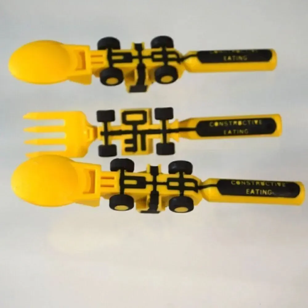 Constructive Eating Made in USA Set of 3 Construction Utensils for Toddlers